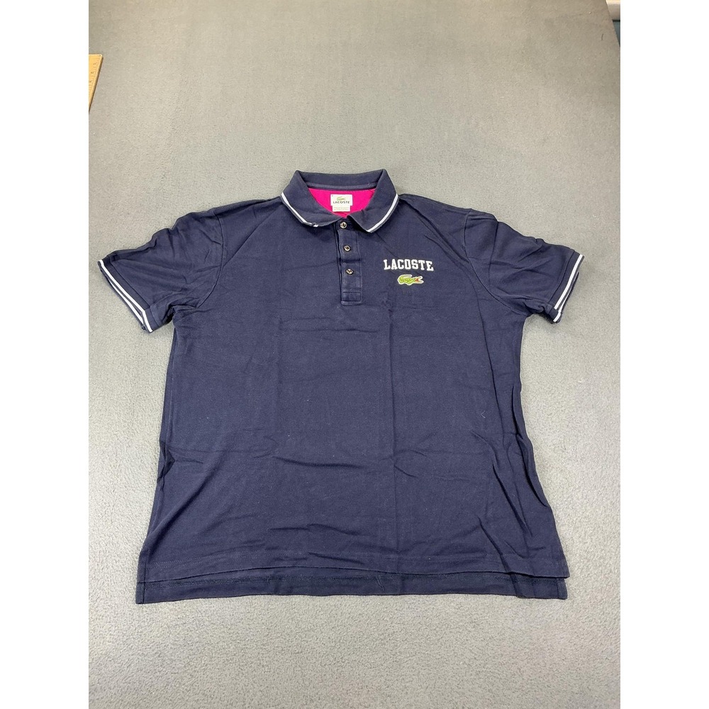 Lacoste Polo Shirt Mens M Blue Cotton Pique Short Sleeve Embroidered Croc